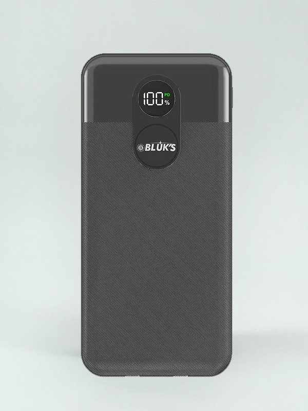 BX-304 20000mAh power bank with digital LED display and built-in charging cables.