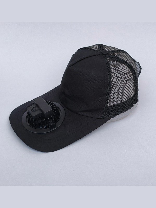 Martgoz-Cap-Black-1 (1) USB rechargeable cooling fan cap black breathable mesh Pakistan