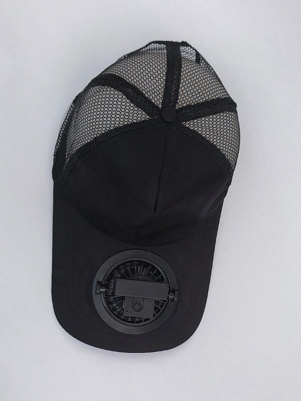 Martgoz-Cap-Black-1 (3) USB rechargeable cooling fan cap black breathable mesh Pakistan