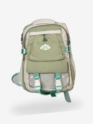 Angry Birds Green Sage Green Kids School Backpack – Cartoon Bird Patch, 16x12 Inch Lightweight Bag for Boys & Girls