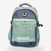 Brave Green Fashion green-blue backpack front view showing 16 x 12 inch dimensions with octopus patch
