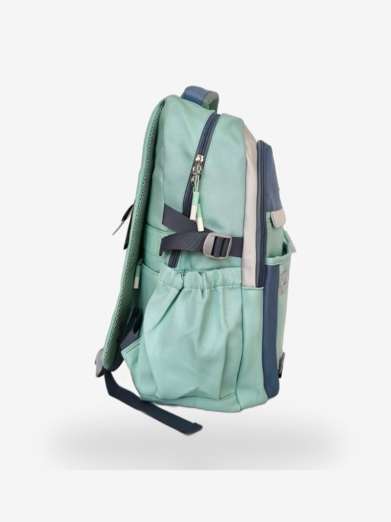 Brave Green 2 Fashion green-blue backpack front view showing 16 x 12 inch dimensions with octopus patch