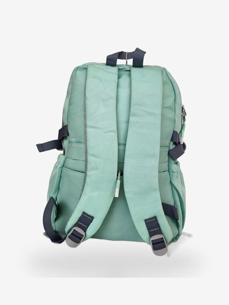 Brave Green 3 Fashion green-blue backpack front view showing 16 x 12 inch dimensions with octopus patch
