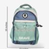 Brave Green Size Fashion green-blue backpack front view showing 16 x 12 inch dimensions with octopus patch