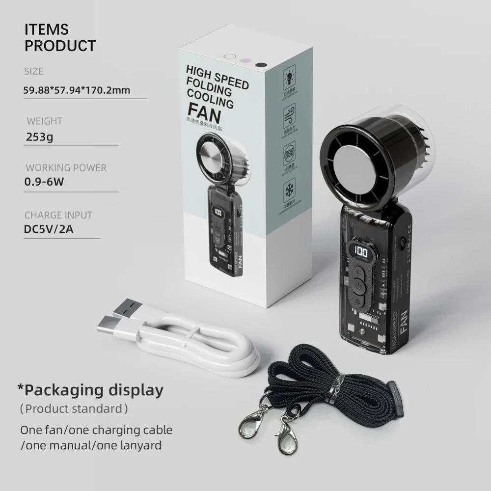 Portable Turbo Handheld Fan with Digital LED Display & 100 Speed Levels | Martgoz