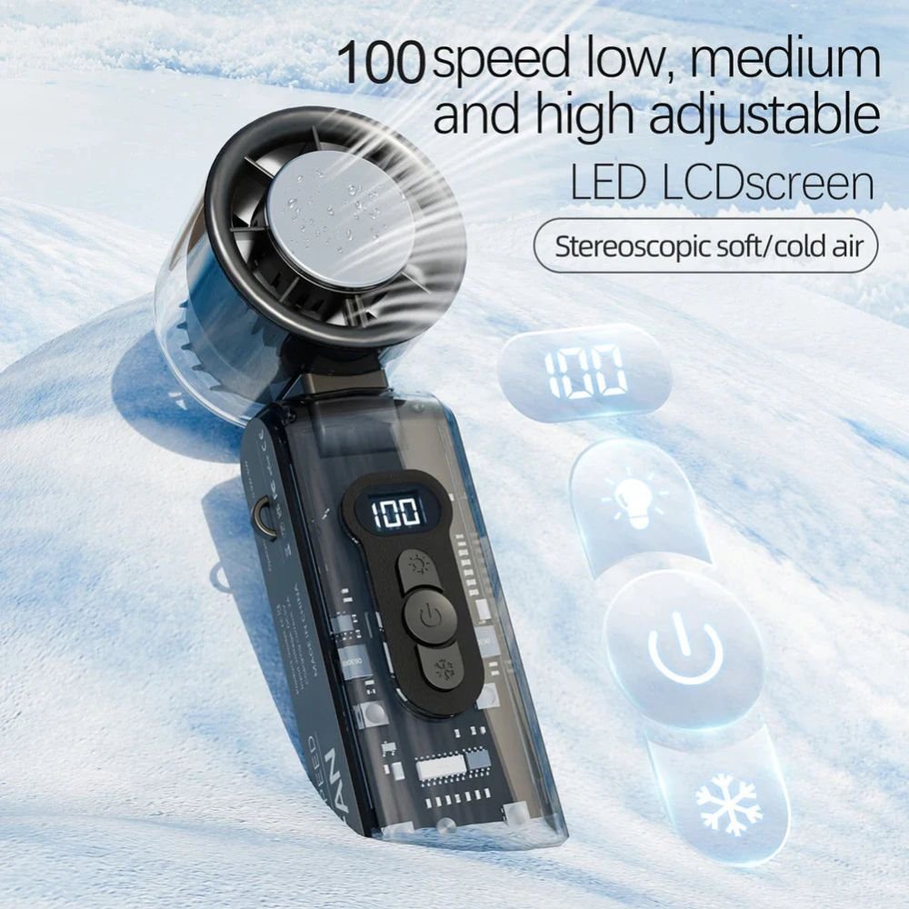 Portable Turbo Handheld Fan with Digital LED Display & 100 Speed Levels | Martgoz
