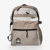 Fashion Brown 1 Fashion Brown Backpack front view with laptop compartment and cartoon patch design