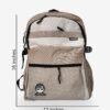 Fashion Brown 1 - Sizes Fashion Brown Backpack front view with laptop compartment and cartoon patch design