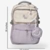 Purple 1 sizes Fashion purple backpack front view showing 16 x 12 inch dimensions with smiley mini pouch