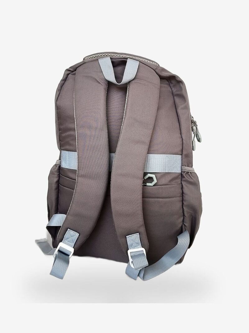 Snoopy Gray 3 Fashion gray-blue backpack front view showing 17 x 12 inch dimensions and buckle flap design