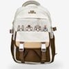 Sun Start 1 Cream and brown cartoon-print backpack front view showing 16 x 12 inch dimensions