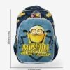 minions sizes Blue kids backpack front view showing 15 x 12 inch dimensions with cartoon character print