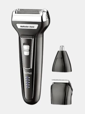 Kemei 3-in-1 Grooming Kit KM-6558 – Rechargeable Shaver, Nose Trimmer & Comb Set