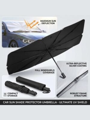 Foldable Umbrella-Style Car Windshield Sun Shade – UV & Heat Protection Cover Foldable Umbrella-Style Car Windshield Sun Shade – UV & Heat Protection Cover