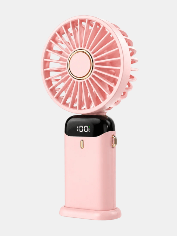 Rechargeable Mini Hand Fan with LED Display – 5 Speed Modes, Portable & Kid-Friendly