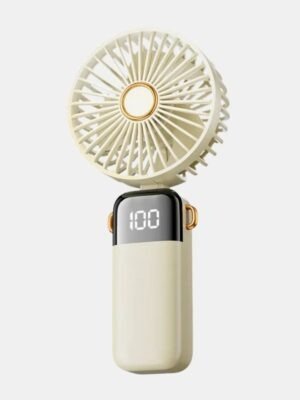 Rechargeable Mini Hand Fan with LED Display – 5 Speed Modes, Portable & Kid-Friendly