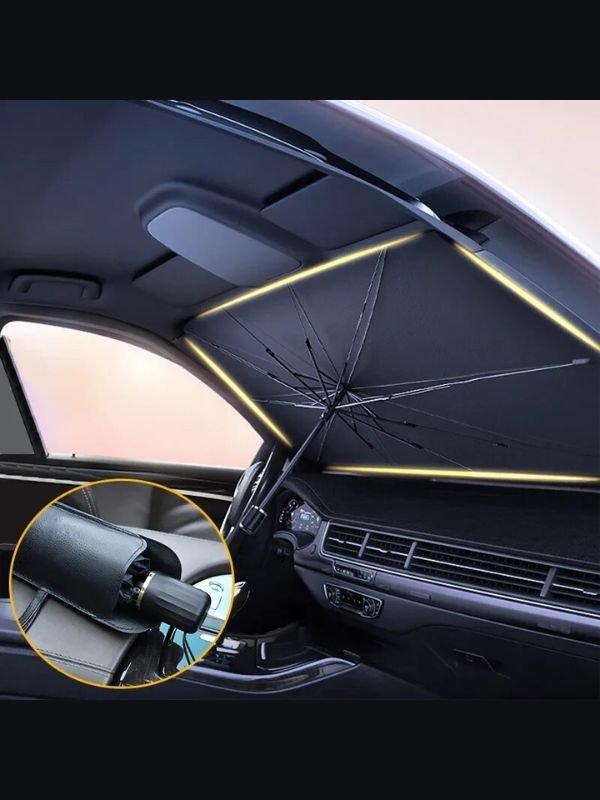 Foldable Umbrella-Style Car Windshield Sun Shade – UV & Heat Protection Cover