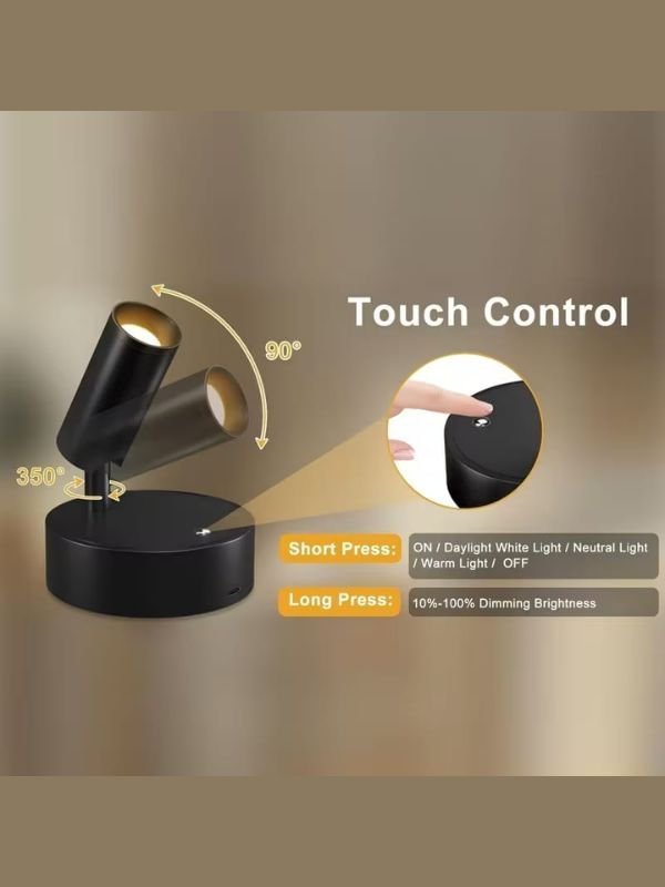 Rechargeable LED Wall Spotlight – No Drilling, Touch Control, 3 Color Modes Rechargeable LED Wall Spotlight – No Drilling, Touch Control, 3 Color Modes