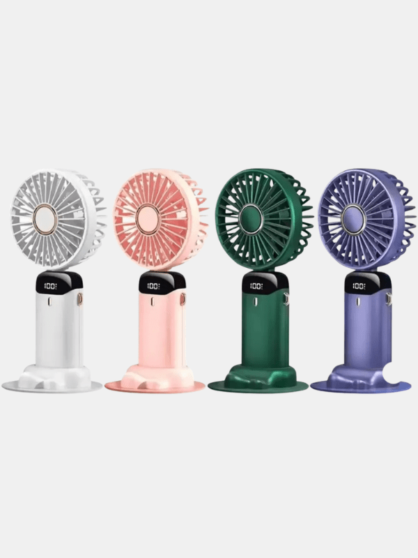 Rechargeable Mini Hand Fan with LED Display – 5 Speed Modes, Portable & Kid-Friendly