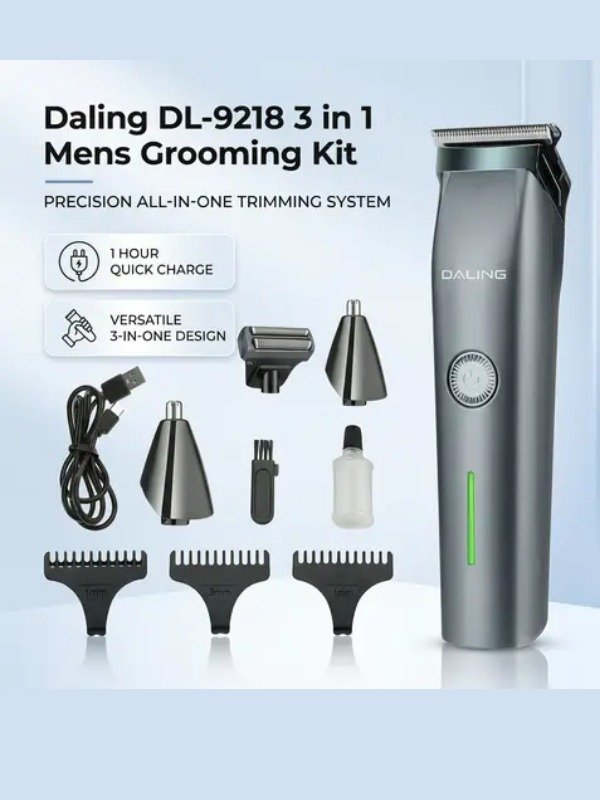 Daling 3-in-1 Hair Clipper DL-9218 – Rechargeable Trimmer, Shaver & Nose Trimmer