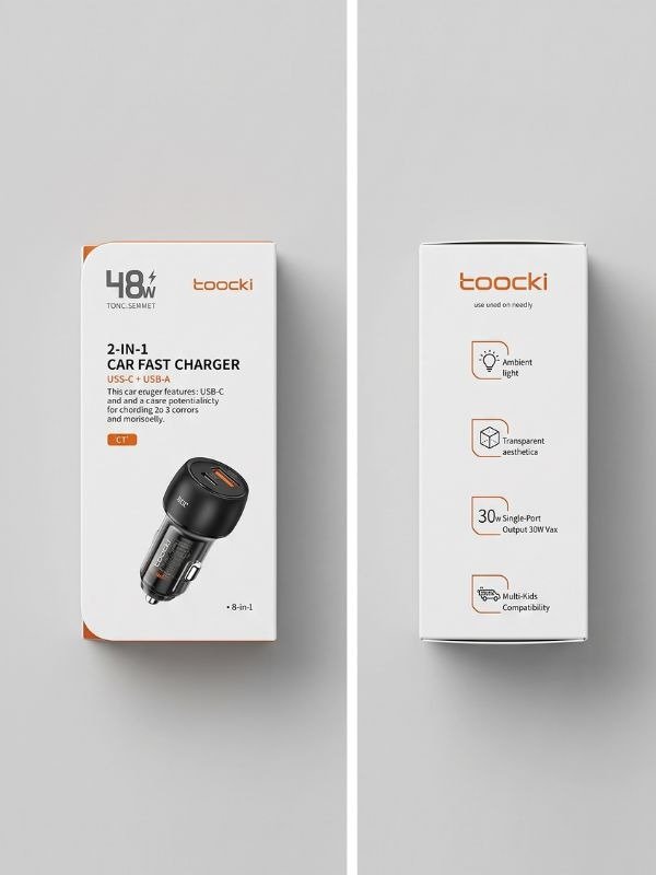 Toocki 48W Car Fast Charger – 2-in-1 USB-C + USB-A Dual Port Adapter (Black) Toocki 48W Car Fast Charger – 2-in-1 USB-C + USB-A Dual Port Adapter (Black)