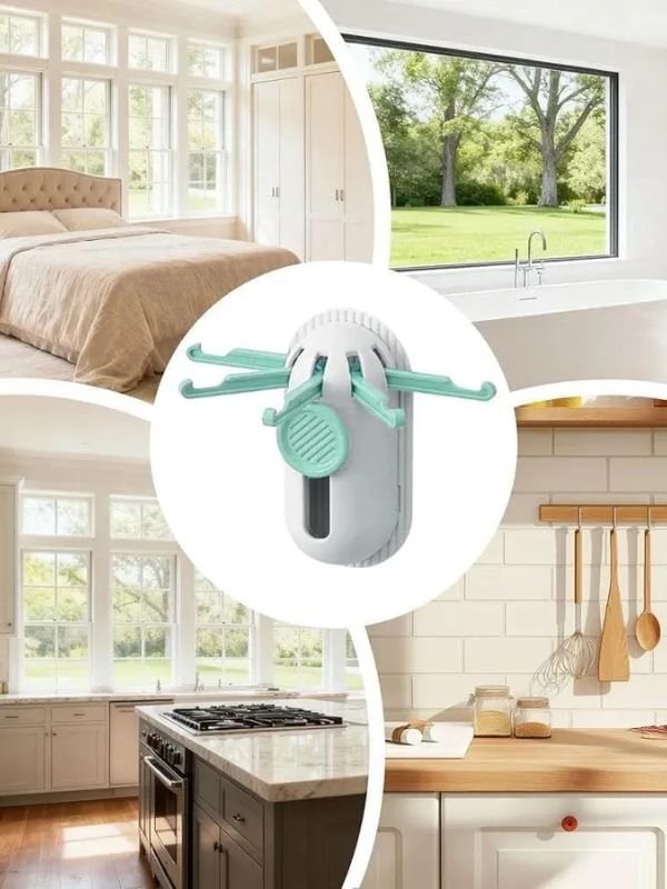 Foldable Wall-Mount Rotating Hook Rack – Space-Saving Kitchen & Bathroom Organizer