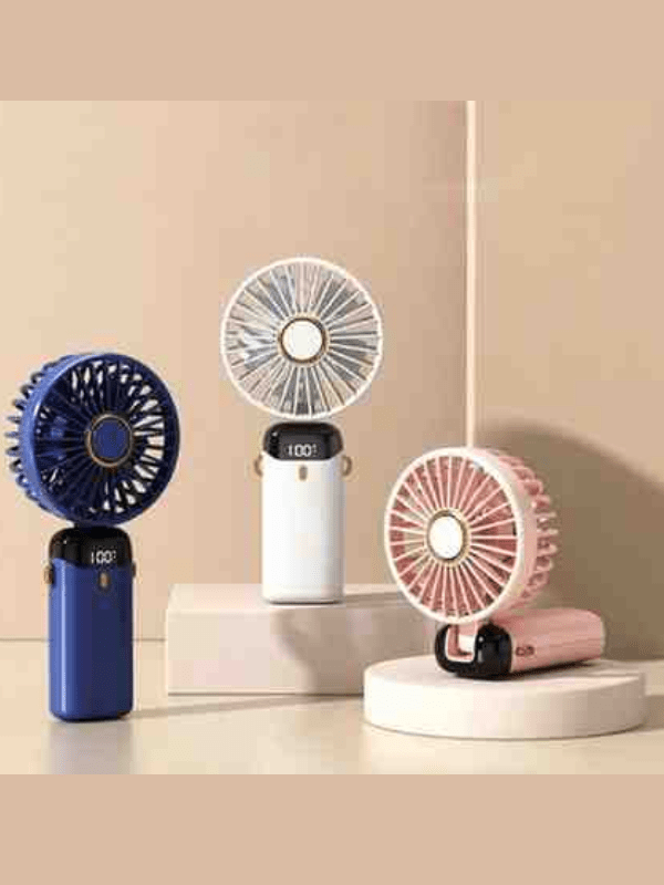 Rechargeable Mini Hand Fan with LED Display – 5 Speed Modes, Portable & Kid-Friendly