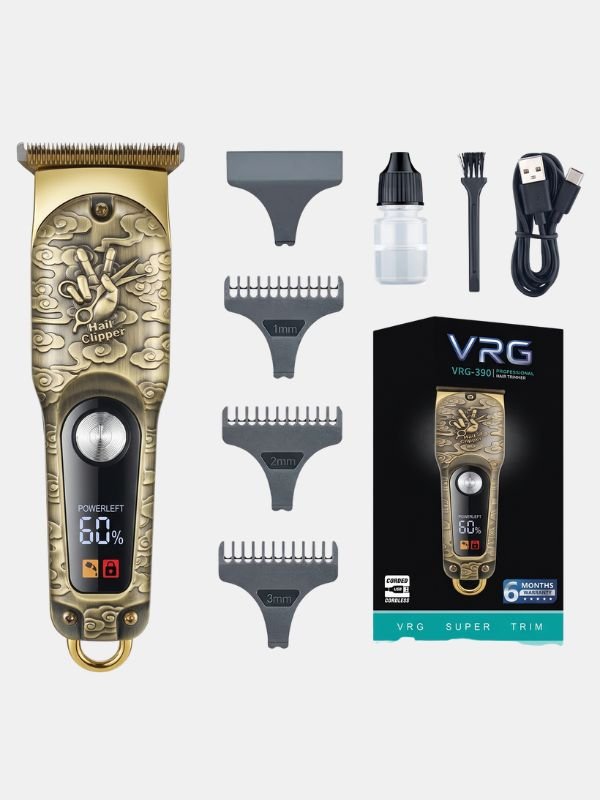 VGR -390 Mini Cordless Hair Trimmer – Zero Gap T-Blade Clipper for Men | Martgoz