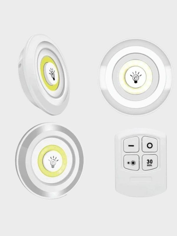 Pack of 3 Wireless LED Night Lights with Remote – 3W Ultra Bright COB Under Cabinet Lights