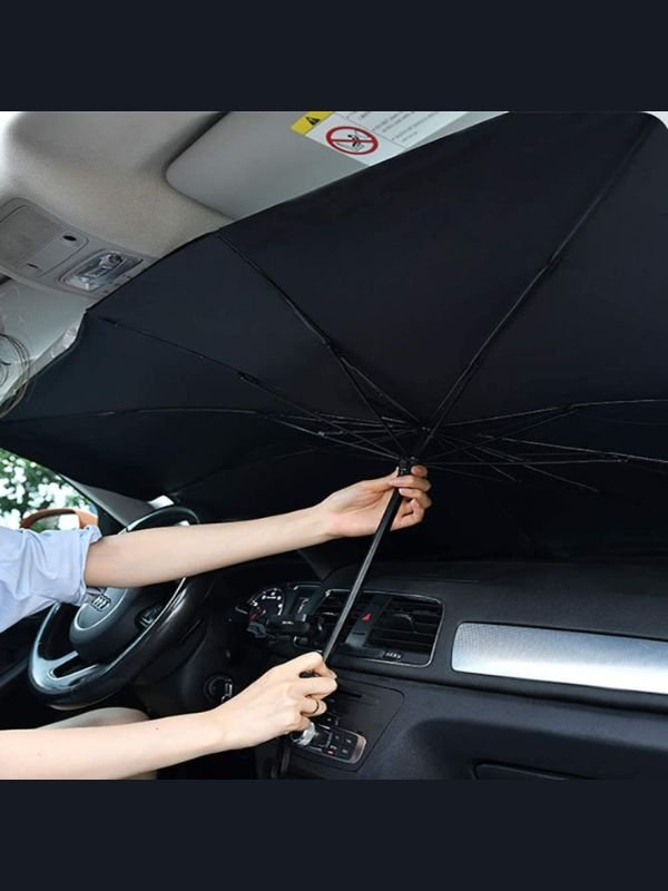 Foldable Umbrella-Style Car Windshield Sun Shade – UV & Heat Protection Cover