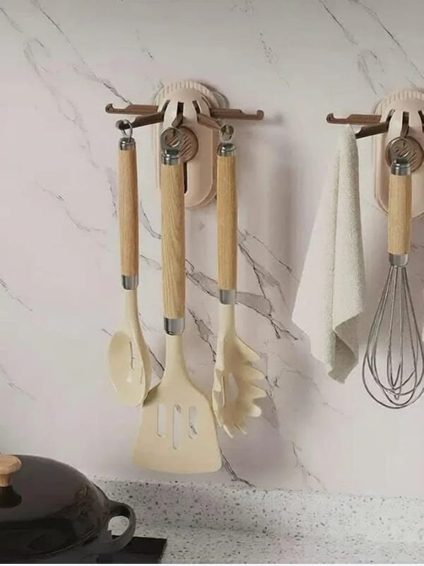 Foldable Wall-Mount Rotating Hook Rack – Space-Saving Kitchen & Bathroom Organizer