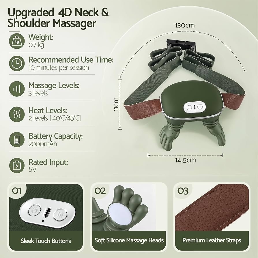 4D Bionic Finger Neck Massager – Wireless Shoulder Massage Shawl | Martgoz