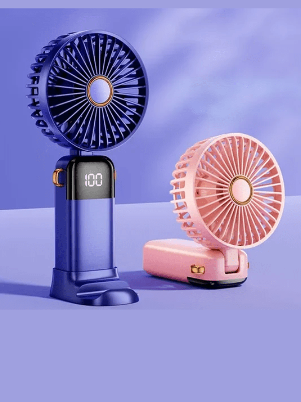 Rechargeable Mini Hand Fan with LED Display – 5 Speed Modes, Portable & Kid-Friendly