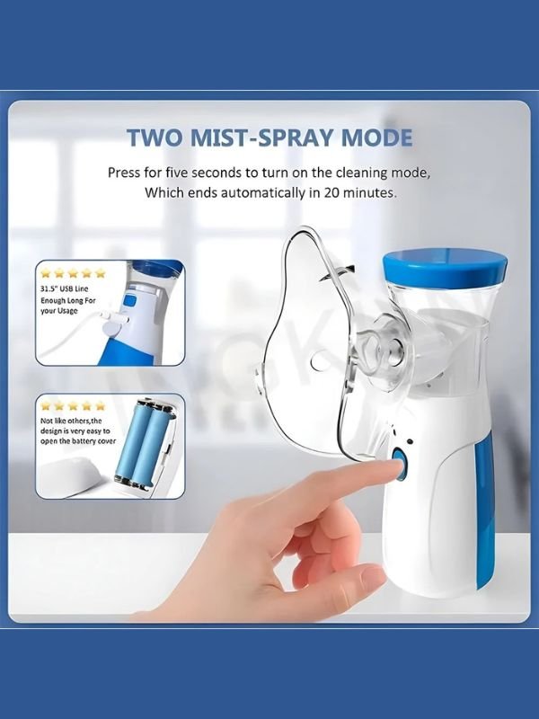 JSL-W302 Portable Ultrasonic Mesh Nebulizer – Rechargeable, Silent, Handheld Respiratory Inhaler