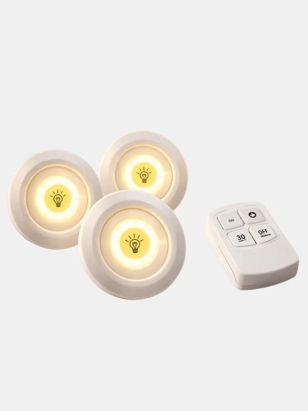 Pack of 3 Wireless LED Night Lights with Remote – 3W Ultra Bright COB Under Cabinet Lights