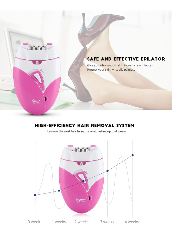 Kemei Ladies Epilator KM-189 – Rechargeable Hair Removal Device for Women