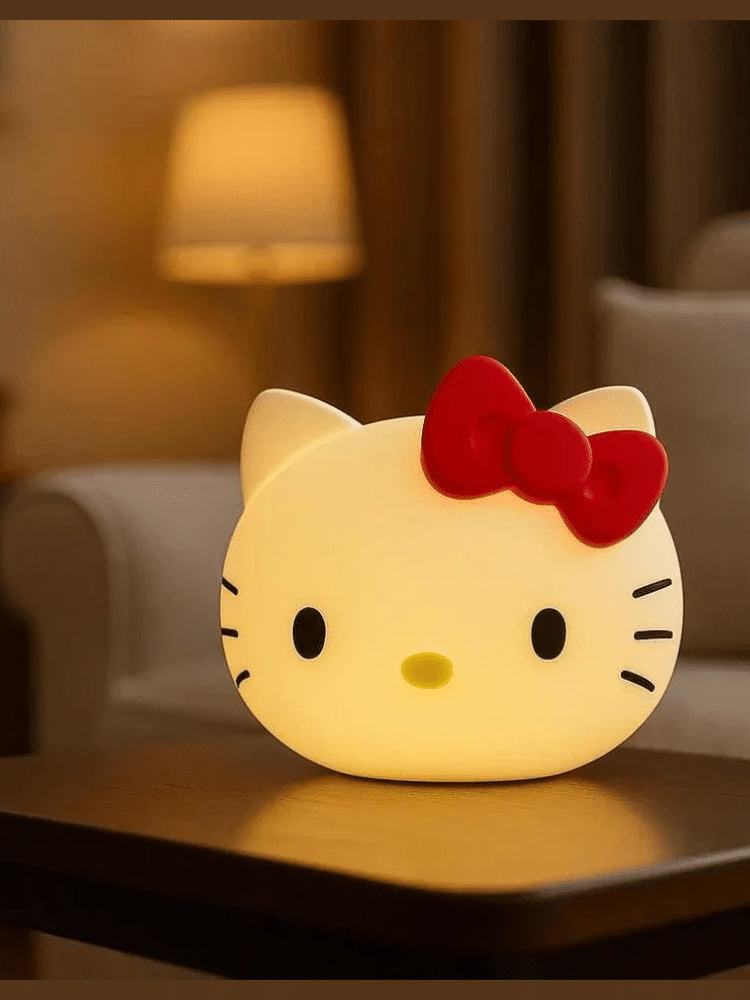 Cute Cat Face Silicone Night Light – Soft Squishy USB Warm Glow Lamp for Bedroom & Desk