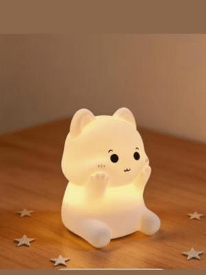 Mini Kitten Silicone Night Light JYL-5073 – Tap Control Squishy RGB LED Lamp, USB Rechargeable