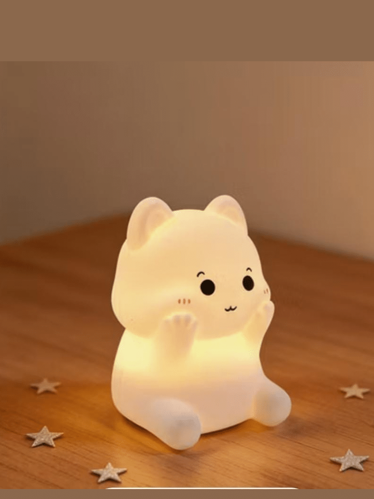 Mini Kitten Silicone Night Light JYL-5073 – Tap Control Squishy RGB LED Lamp, USB Rechargeable