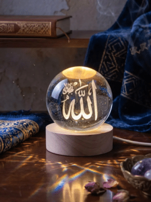 3D Islamic Crystal Ball LED Lamp – Allah Calligraphy Night Light on Wooden Stand, Ramadan & Eid Gift Décor 3D Islamic Crystal Ball LED Lamp – Allah Calligraphy Night Light on Wooden Stand, Ramadan & Eid Gift Décor