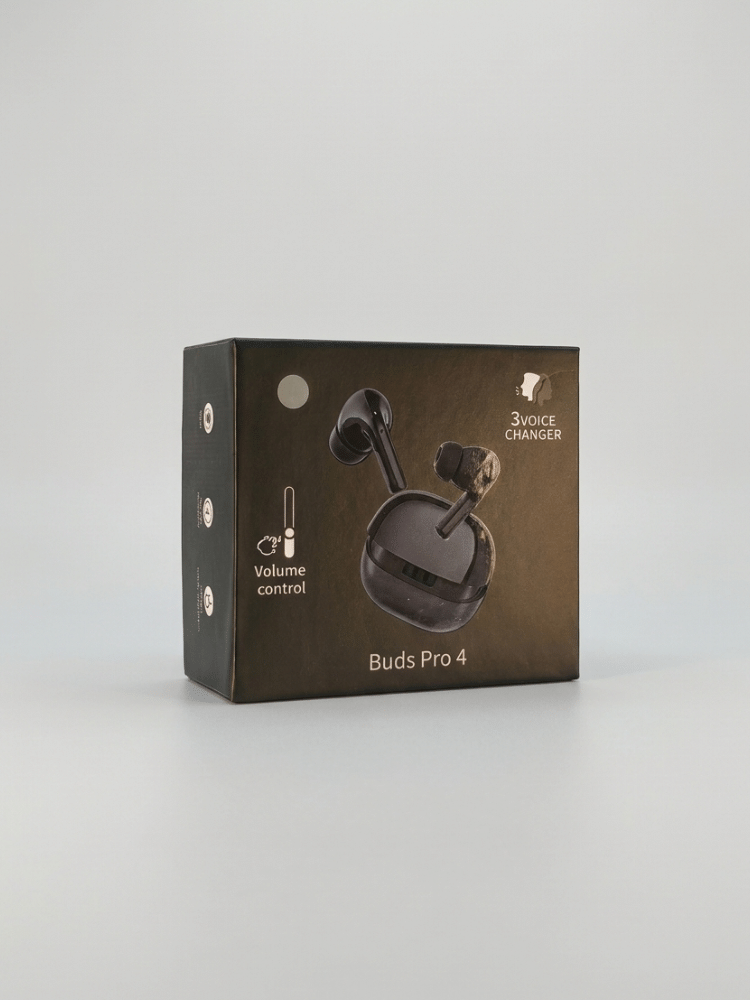 Buds Pro 4 Wireless Earbuds (White) – 3-Voice Changer, Volume Control, HD Sound with Mic Buds Pro 4 Wireless Earbuds (White) – 3-Voice Changer, Volume Control, HD Sound with Mic