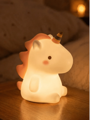 Cute Silicone Unicorn Night Light – Soft Touch LED Bedside Lamp for Kids, USB Rechargeable