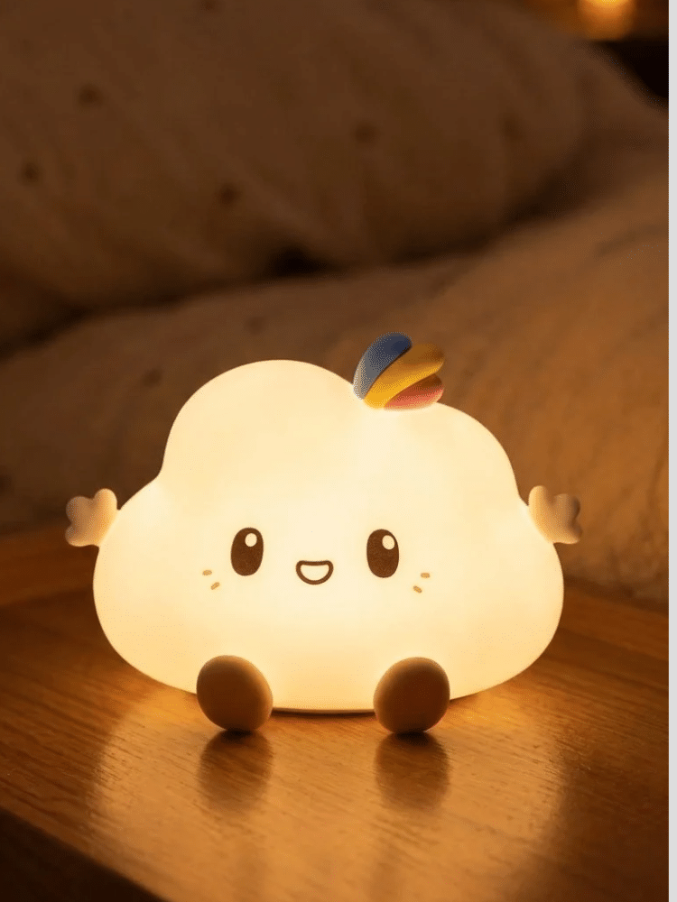 Cute Cloud Silicone Night Light ZH-170 – Touch Control 7-Color LED Lamp for Kids, USB Rechargeable