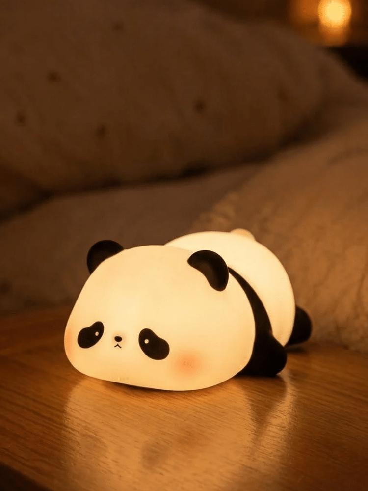 Cute Panda Night Light – Soft Silicone Tap Control Lamp, Rechargeable
