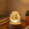3D Solar System Crystal Ball Night Light – K9 Crystal Galaxy Lamp with USB LED Wooden Base (Random Design)