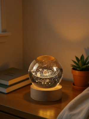 3D Galaxy Crystal Ball Night Light with Wooden Base – Large Laser-Engraved Crystal Lamp, USB Powered 3D Galaxy Crystal Ball Night Light with Wooden Base – Large Laser-Engraved Crystal Lamp, USB Powered