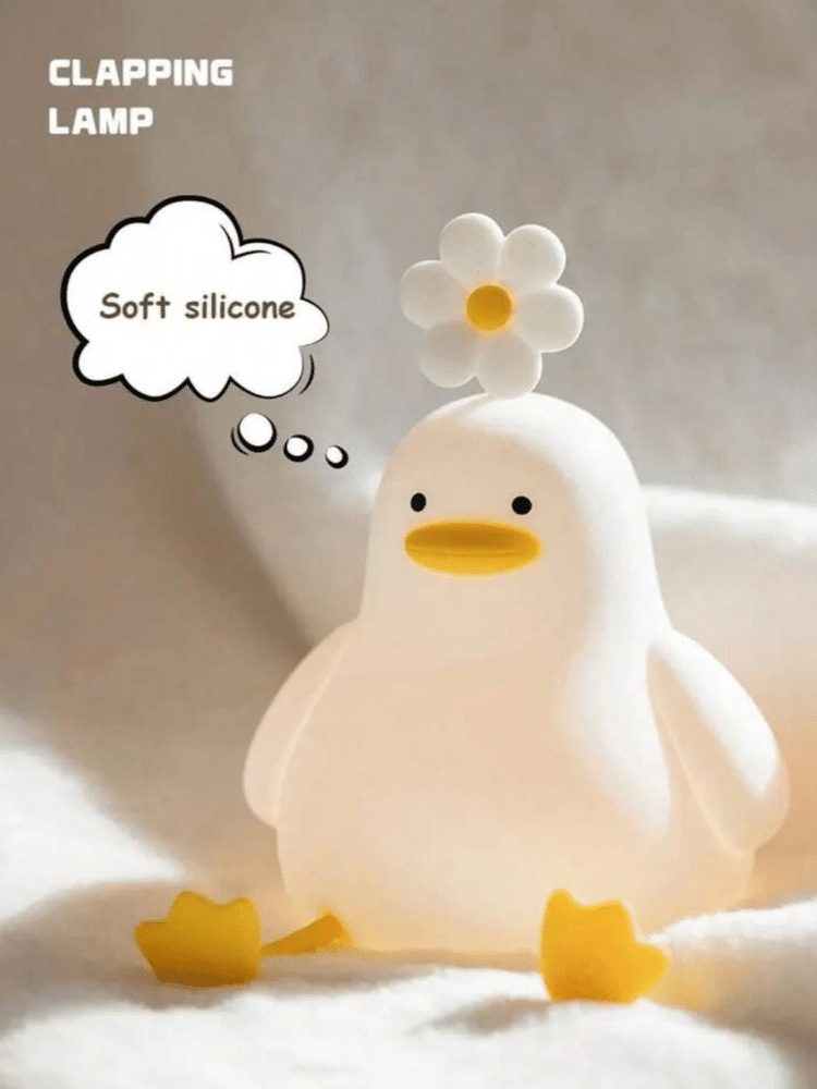 Cute Duck Night Lamp – Soft Silicone LED Touch Light, USB Rechargeable