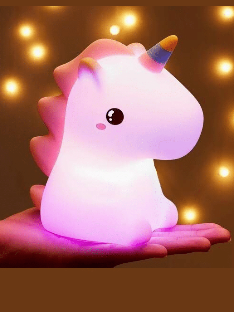 Cute Silicone Unicorn Night Light – Soft Touch LED Bedside Lamp for Kids, USB Rechargeable