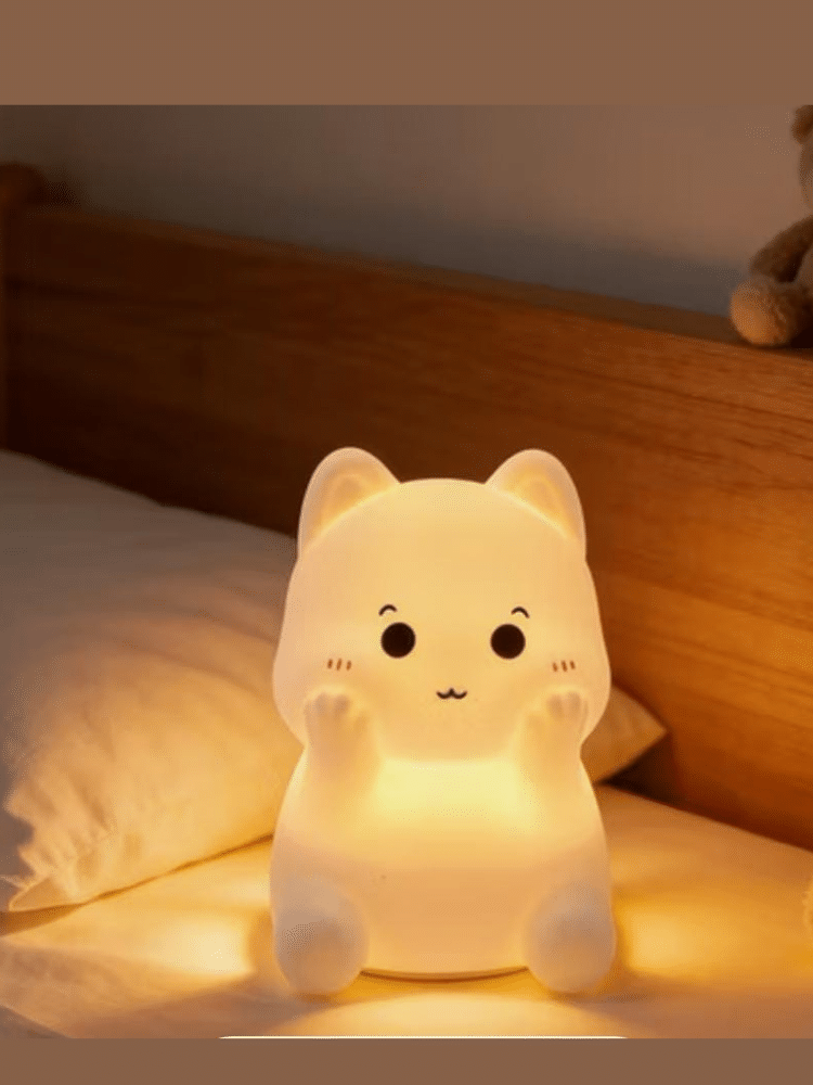Mini Kitten Silicone Night Light JYL-5073 – Tap Control Squishy RGB LED Lamp, USB Rechargeable