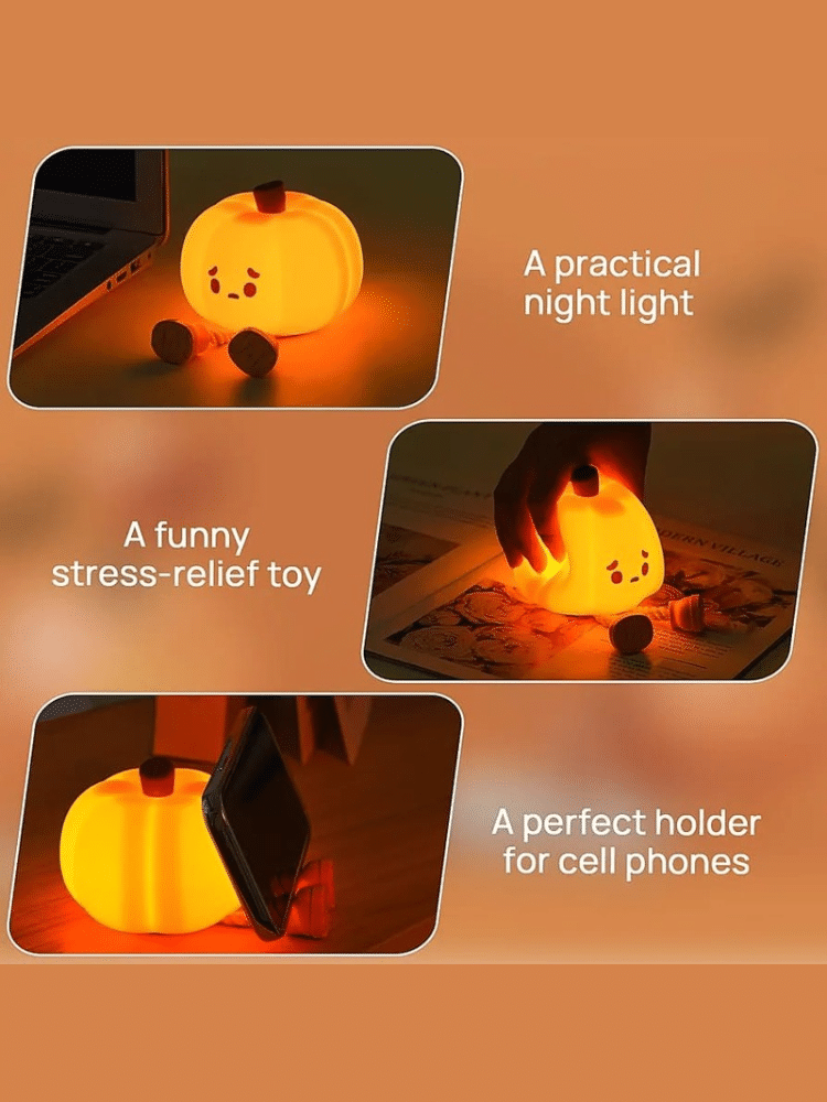 Dylviw Pumpkin Night Light – Cute Silicone Touch Lamp, Dimmable & USB Rechargeable Dylviw Pumpkin Night Light – Cute Silicone Touch Lamp, Dimmable & USB Rechargeable